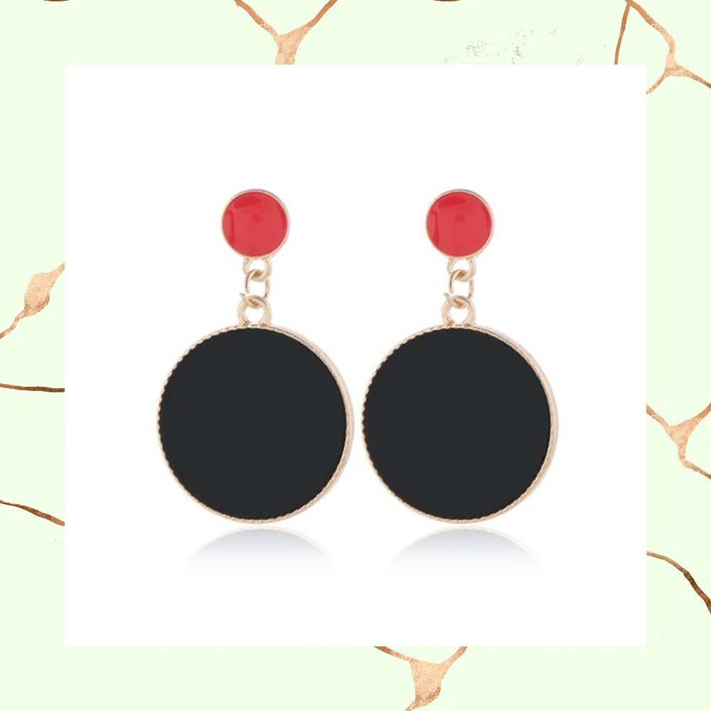 Round Enamel Drop Earrings